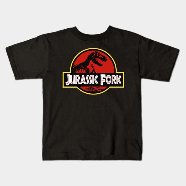 Jurassic Fork Kids T-Shirt by winstongambro